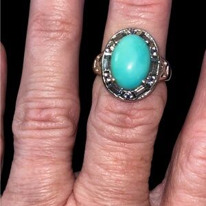 Beautiful Turquoise and Topaz Ring